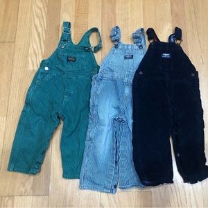 Three pair of Oshkosh B’gosh overalls - 24 months